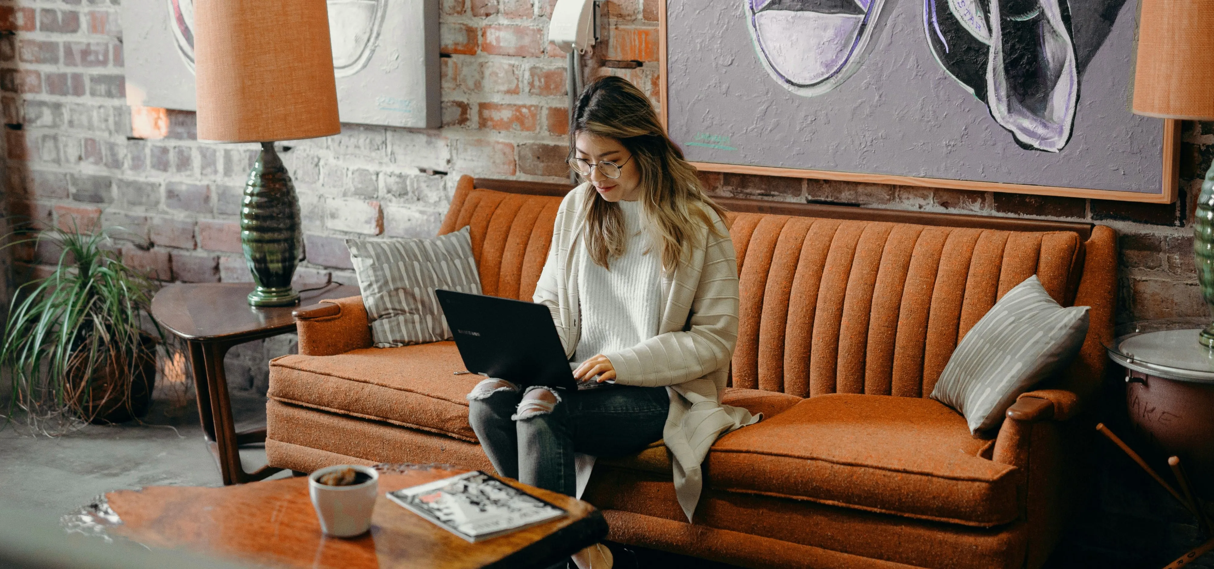 woman working on a laptop